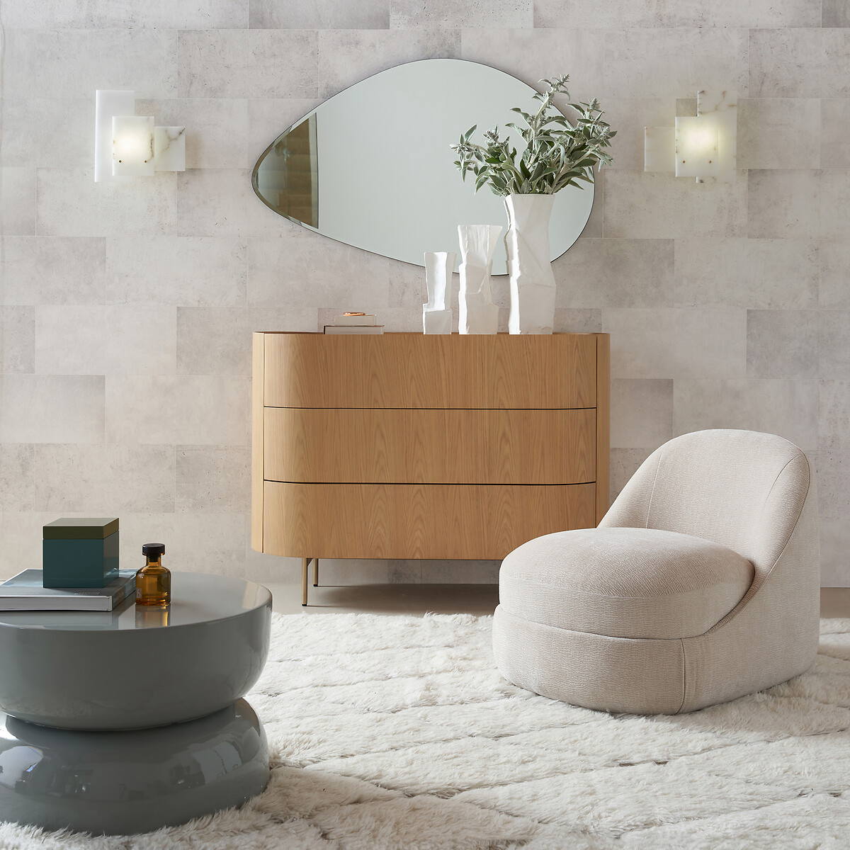 AM.PM<br>Poltrona compacta em tecido crepe, Akena