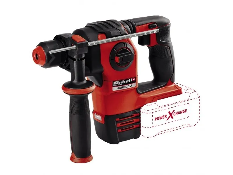 Einhell HEROCCO, Sort, Rød, 2 cm, 2,2 J, 5500 bpm or slag i minuttet, Batteri, 18 V - SOLO