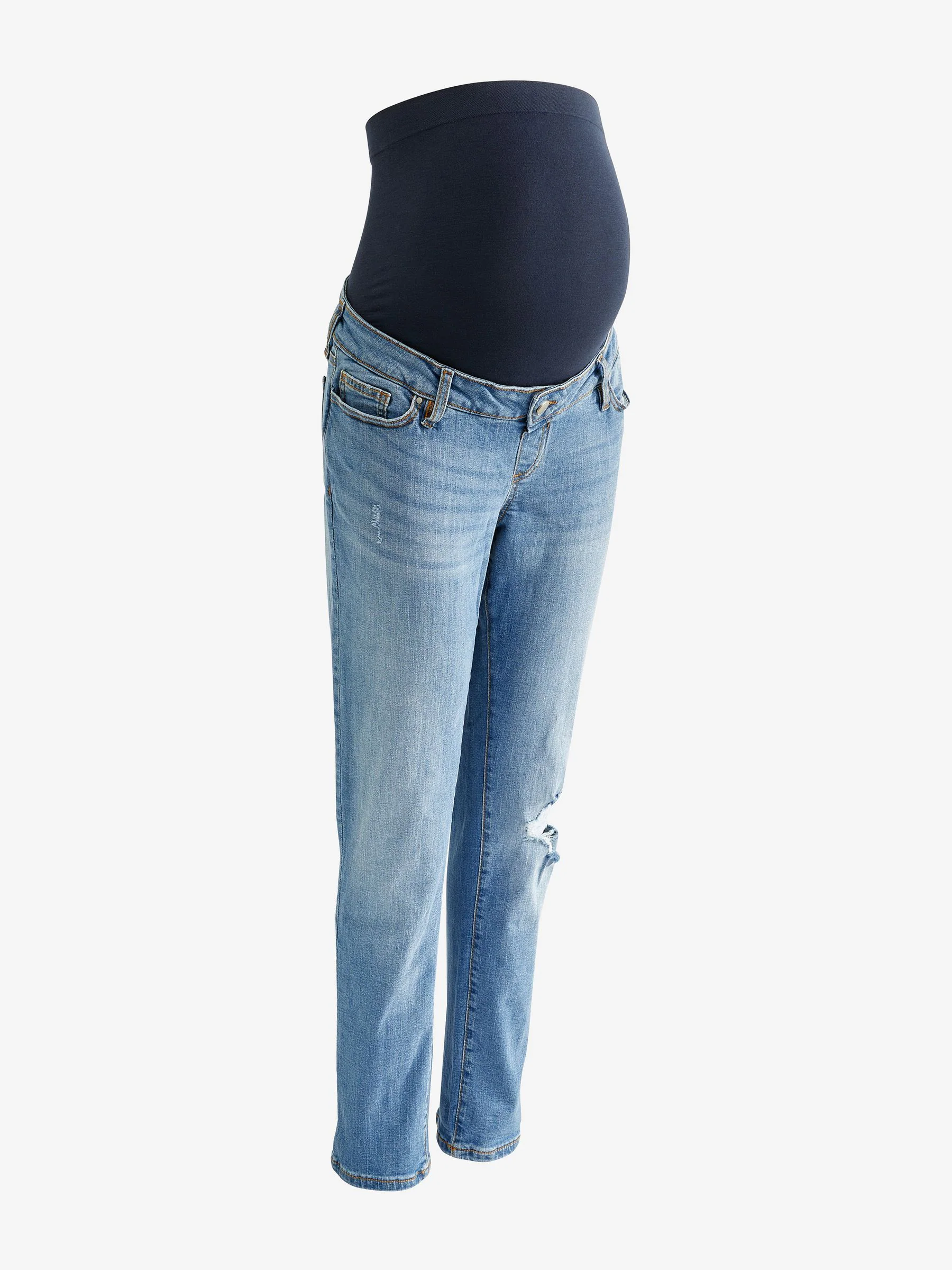 Seraphine - Blauwe Boyfriend zwangerschapsjeans met omslag
