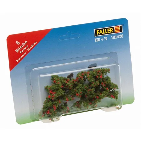 FALLER - 6 Büsche, rot blühend je 4 cm
