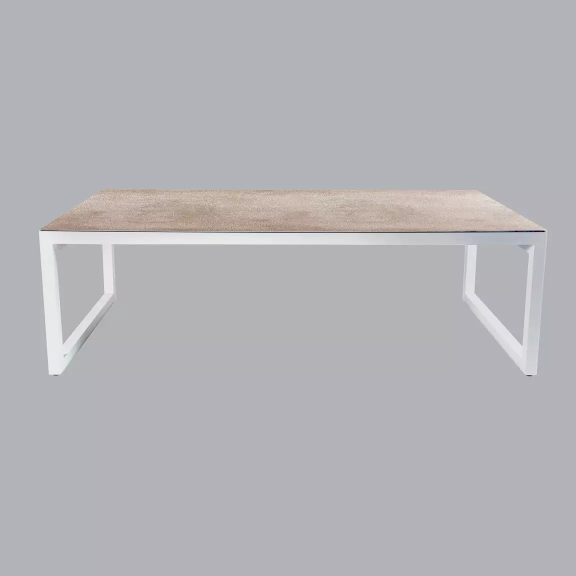 Table de jardin en aluminium et céramique 10 places (240 x 120 cm) Kore Blanc et beige