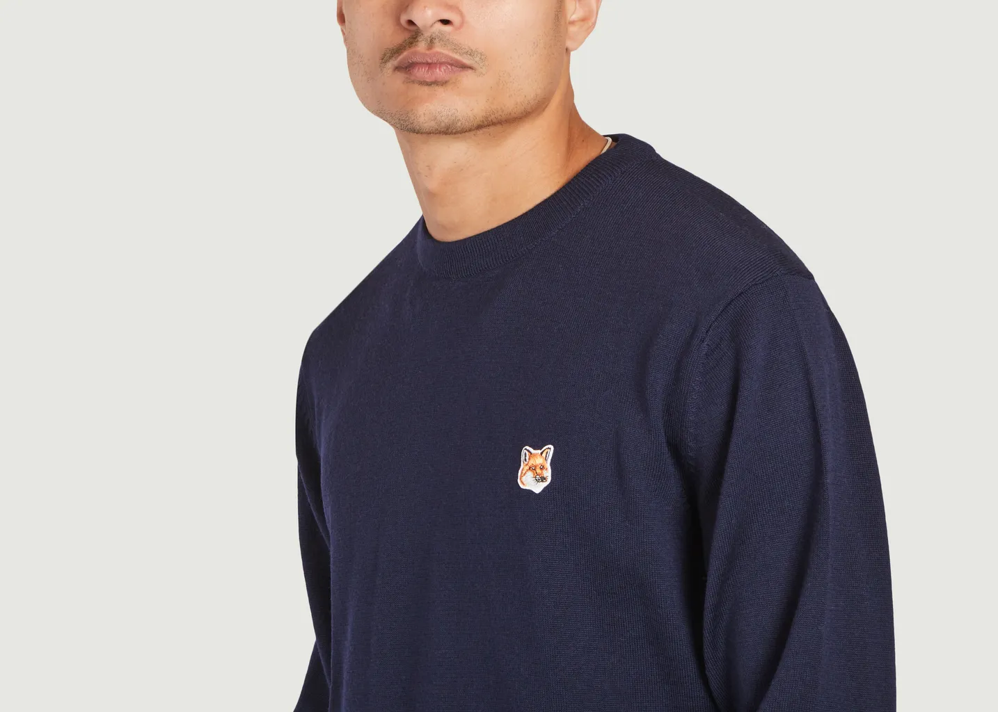 Pullover Fox Head Patch en laine mérinos Maison Kitsuné