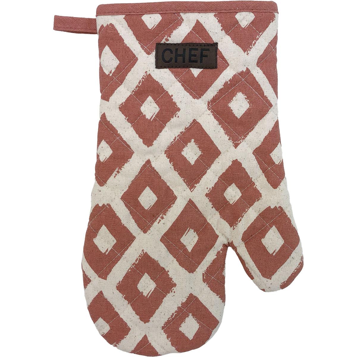 GANT DE CUISINE CHEF LOSANGE 18X28CM COTON TERRACOTTA