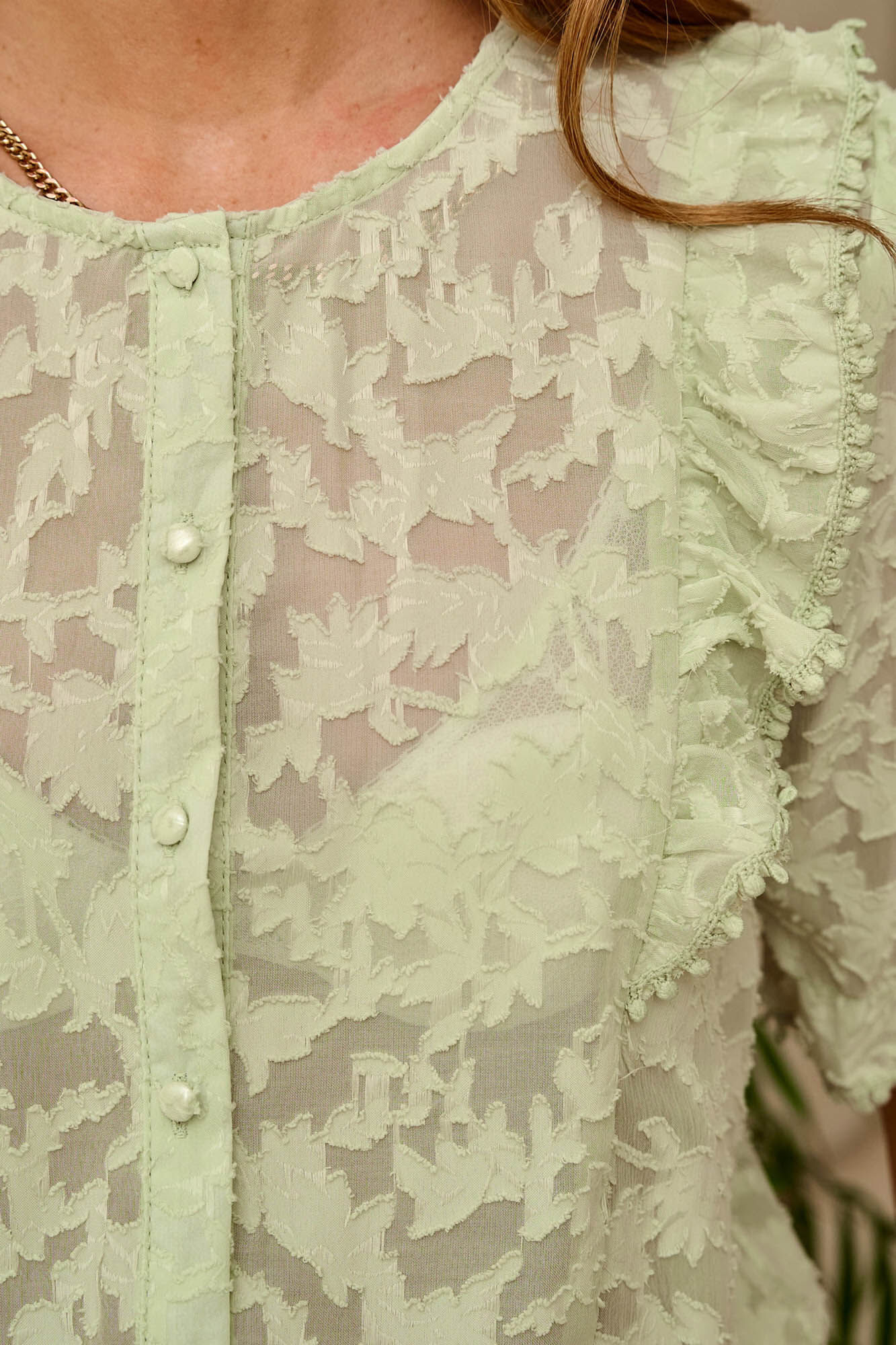 Blusa Rosalie Brocade - Cáqui