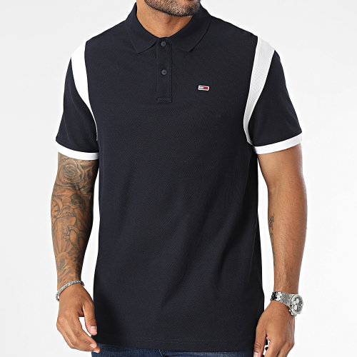 Polo Manches Courtes Relax Colorblock Bleu Marine