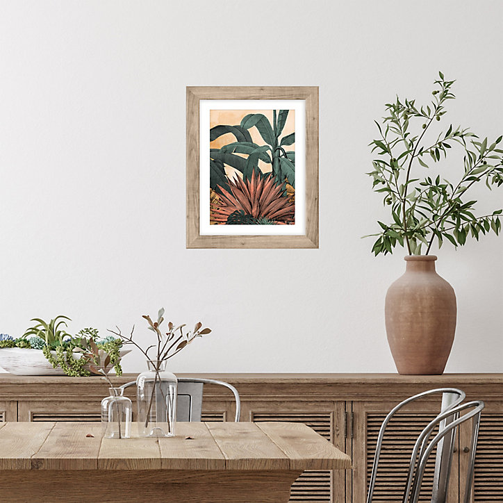 Photo encadrée adhésive Vinyl Way plantes vert et rose L.60 x l.90 cm