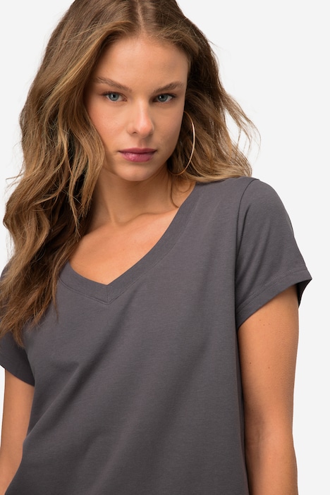 T-Shirt, kleiner Knoten Print, V-Ausschnitt, Halbarm, OEKO-TEX MIG