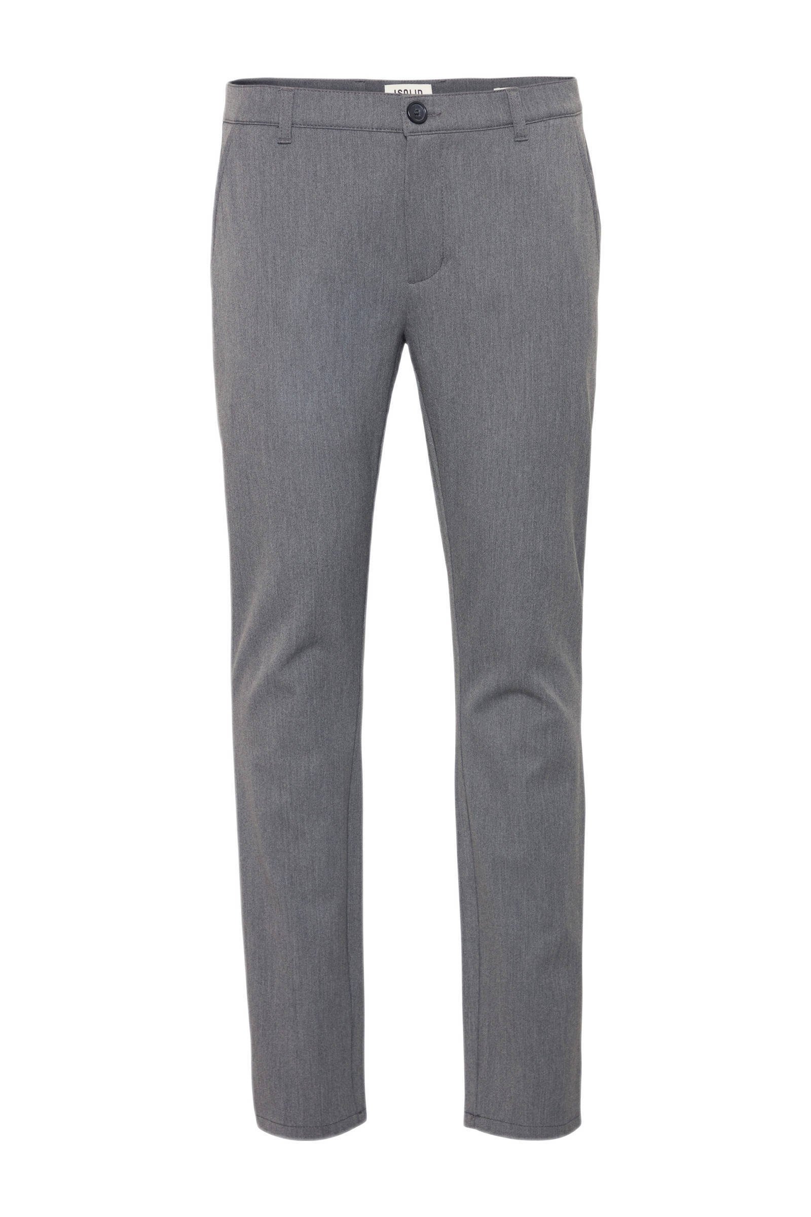Solid slim fit pantalon Frederic med grey