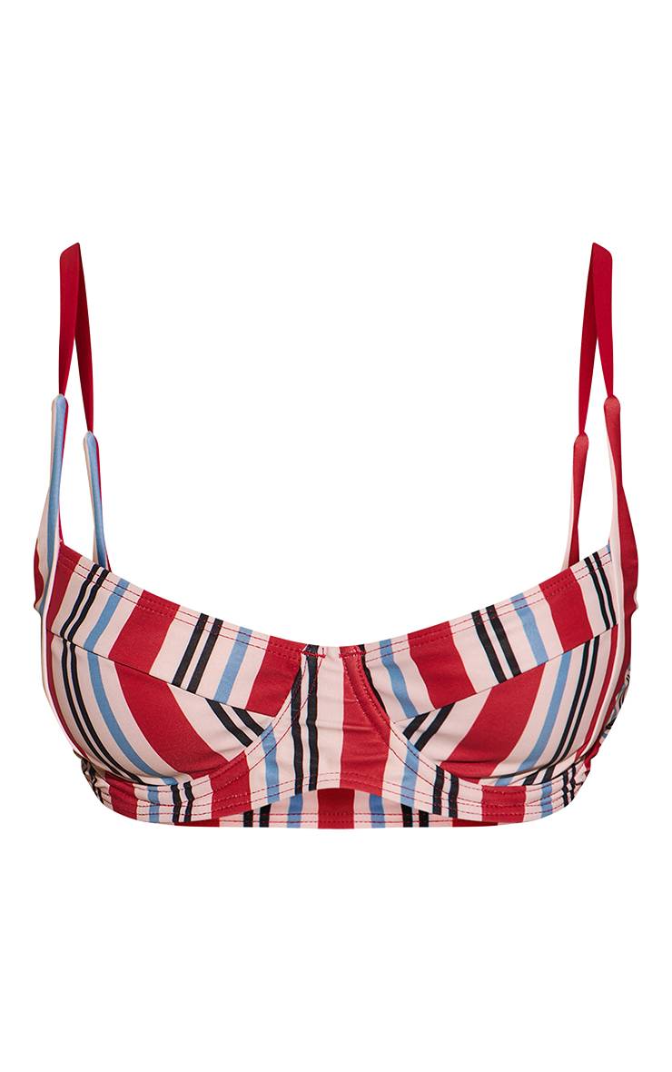 Rouge Haut De Bikini À Armatures Imprimé Rayé