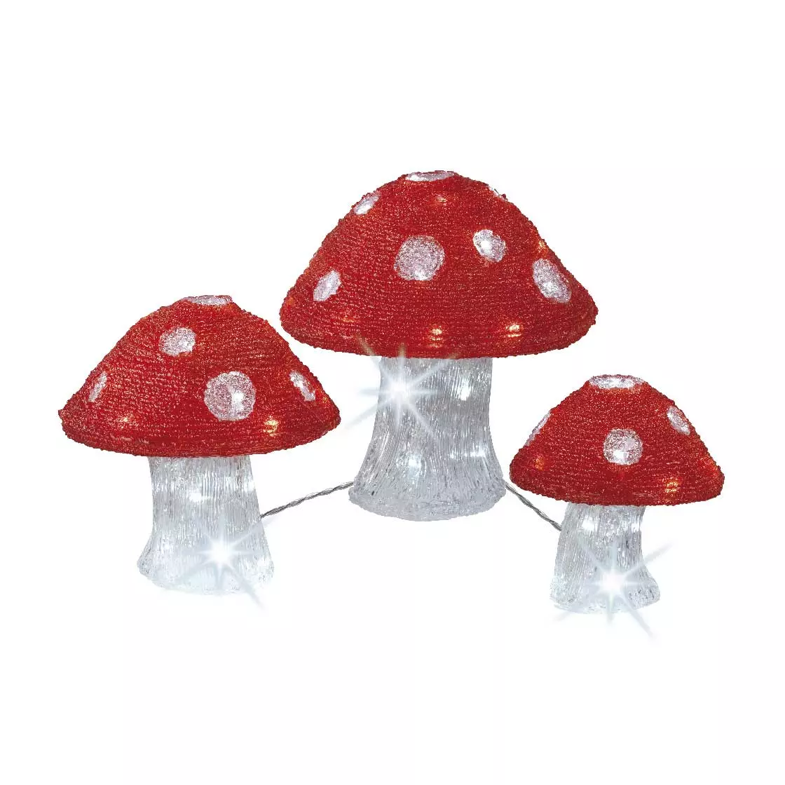 Lot de 3 champignons lumineux 72 LED (H23 cm) Blanc froid