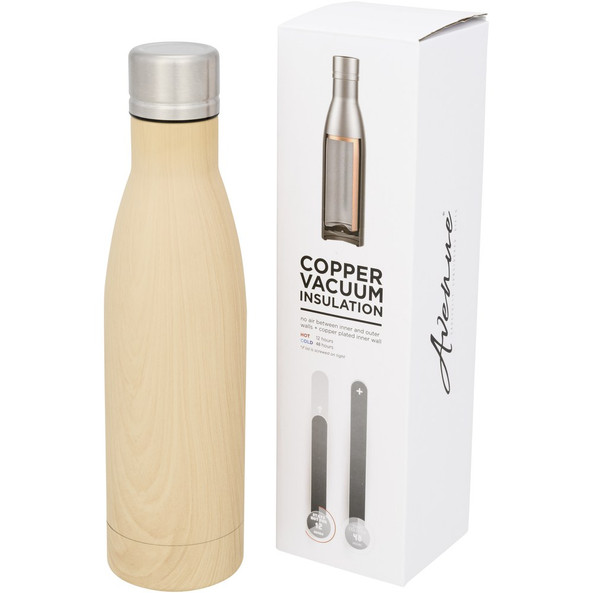 EgotierPro 100515 - Bouteille Isotherme Bois-Cuivre 500ml Vasa