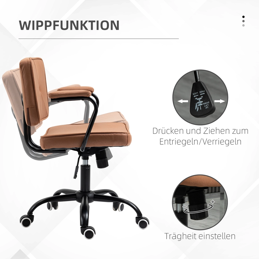 Vinsetto Bürostuhl mit Rollen braun