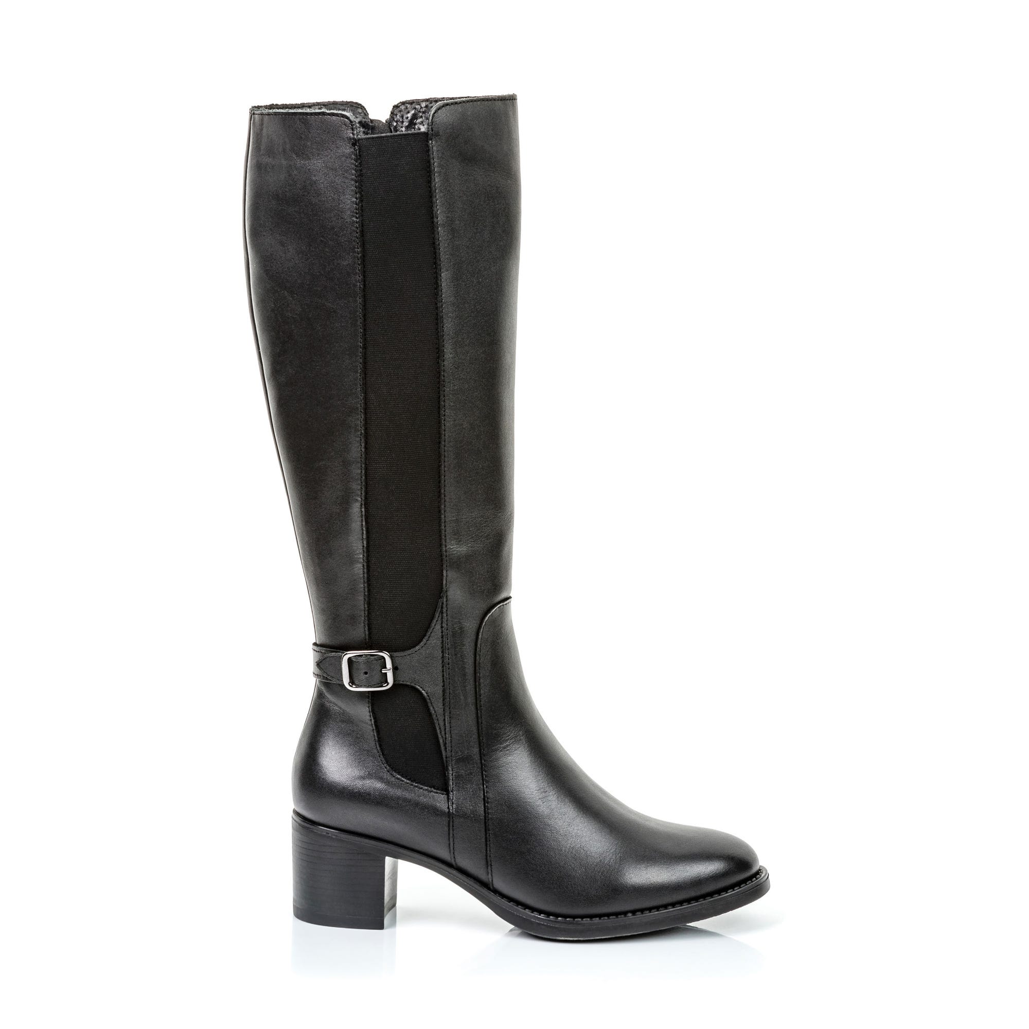 Bottes à talon Femme en cuir noir