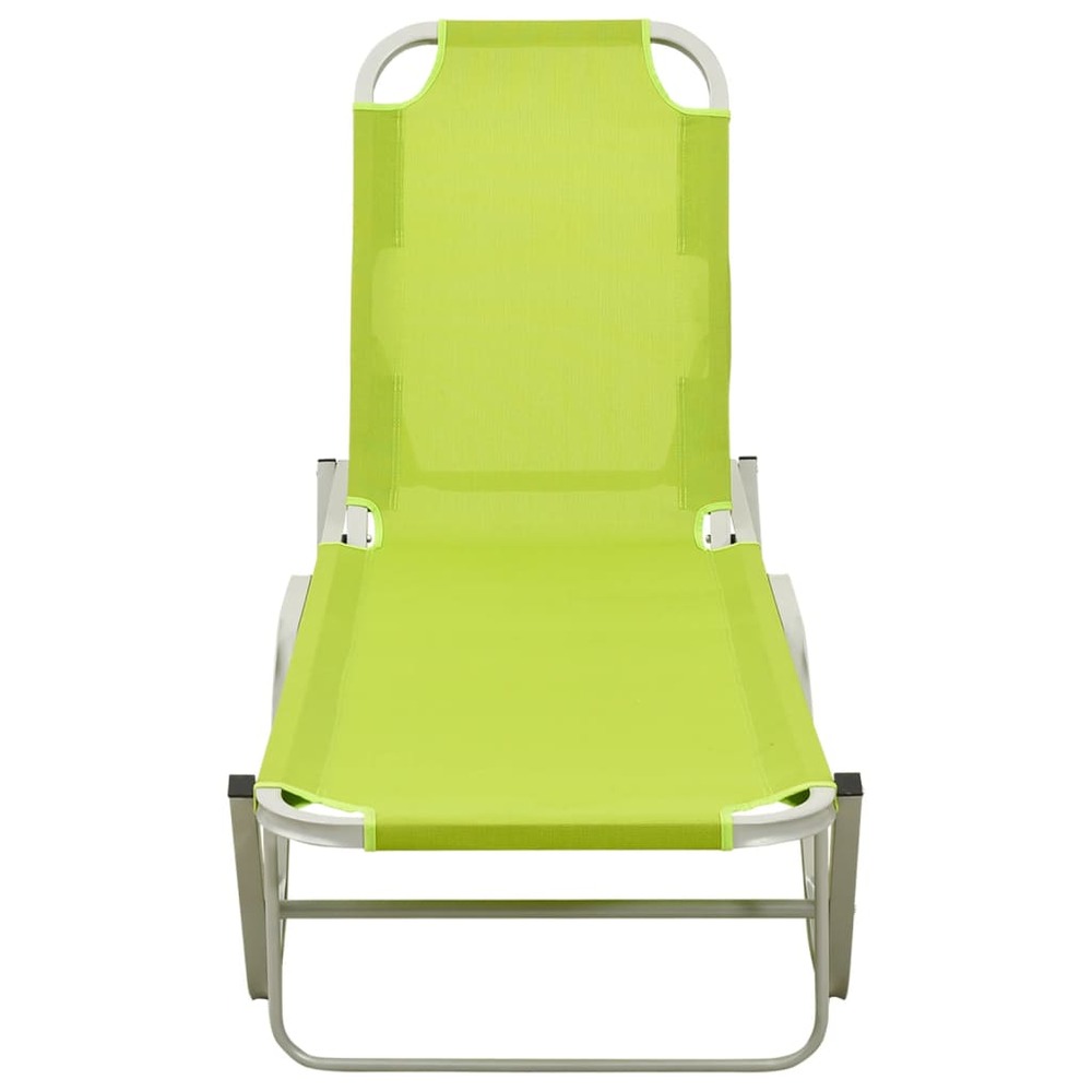 Transat chaise longue bain de soleil lit de jardin terrasse meuble d'extérieur aluminium et textilène vert