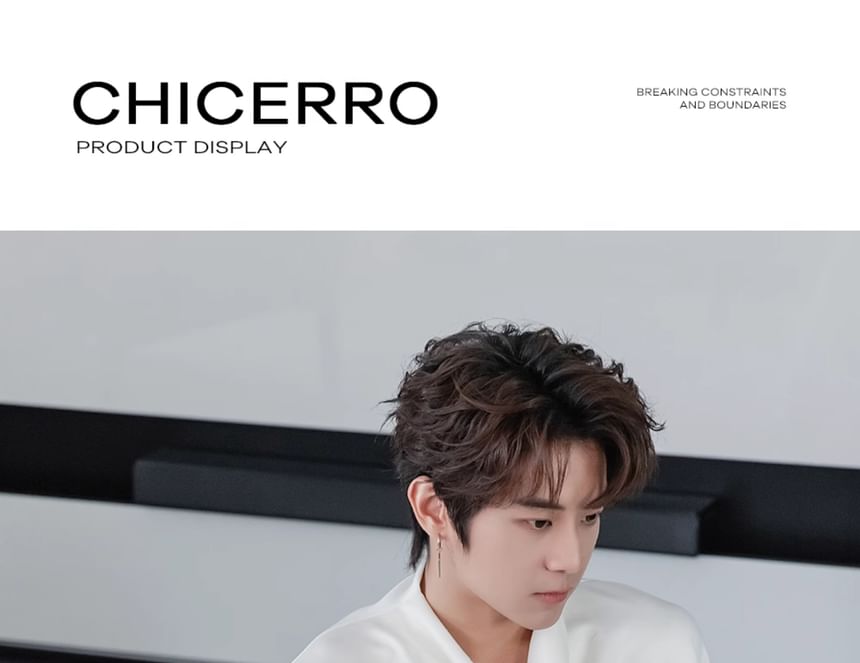 CHIC ERRO - Effen top met kraag en elleboogmouwen