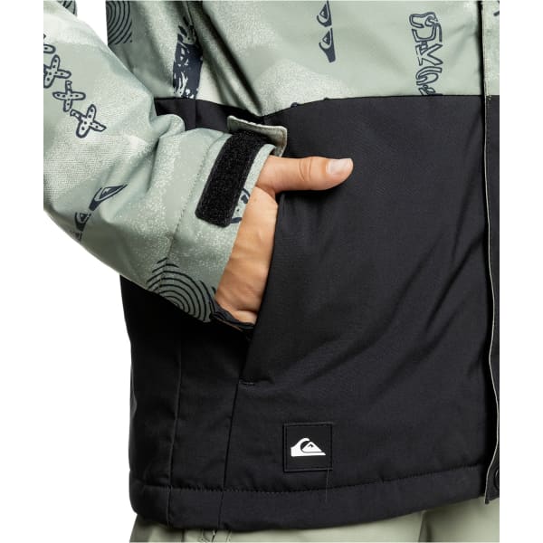 Veste de ski QUIKSILVER MISSION PRINTED BLOCK YTH JK SHADOW CHECKS DESERT SAGE