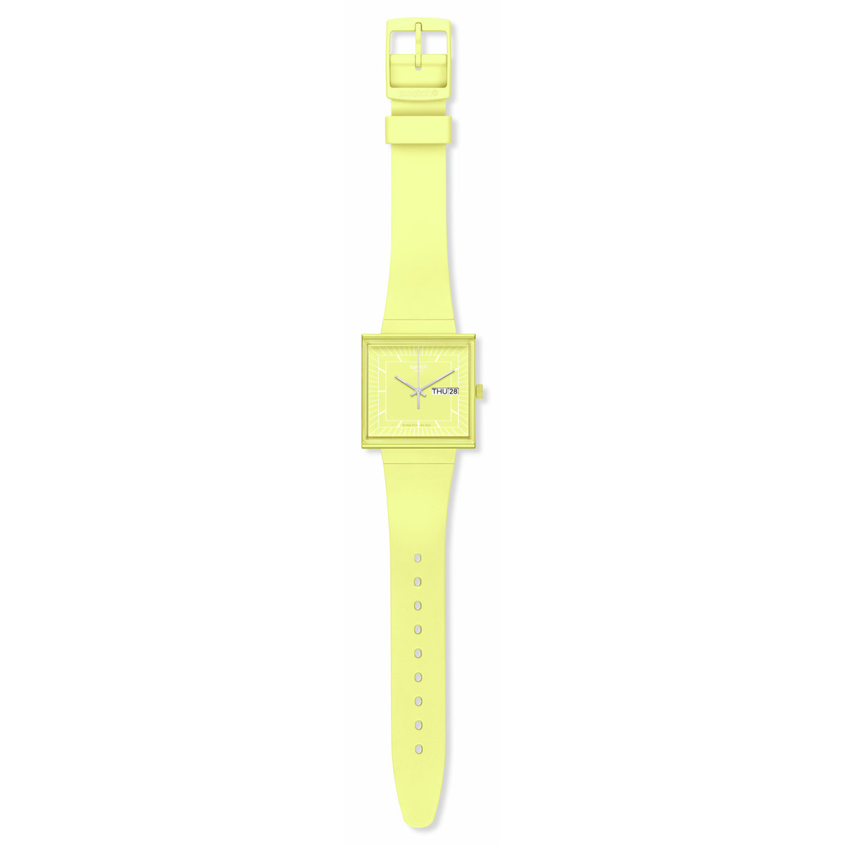 Montre SWATCH Square bioceramic What if lemon? homme bracelet matériau biosourcé jaune