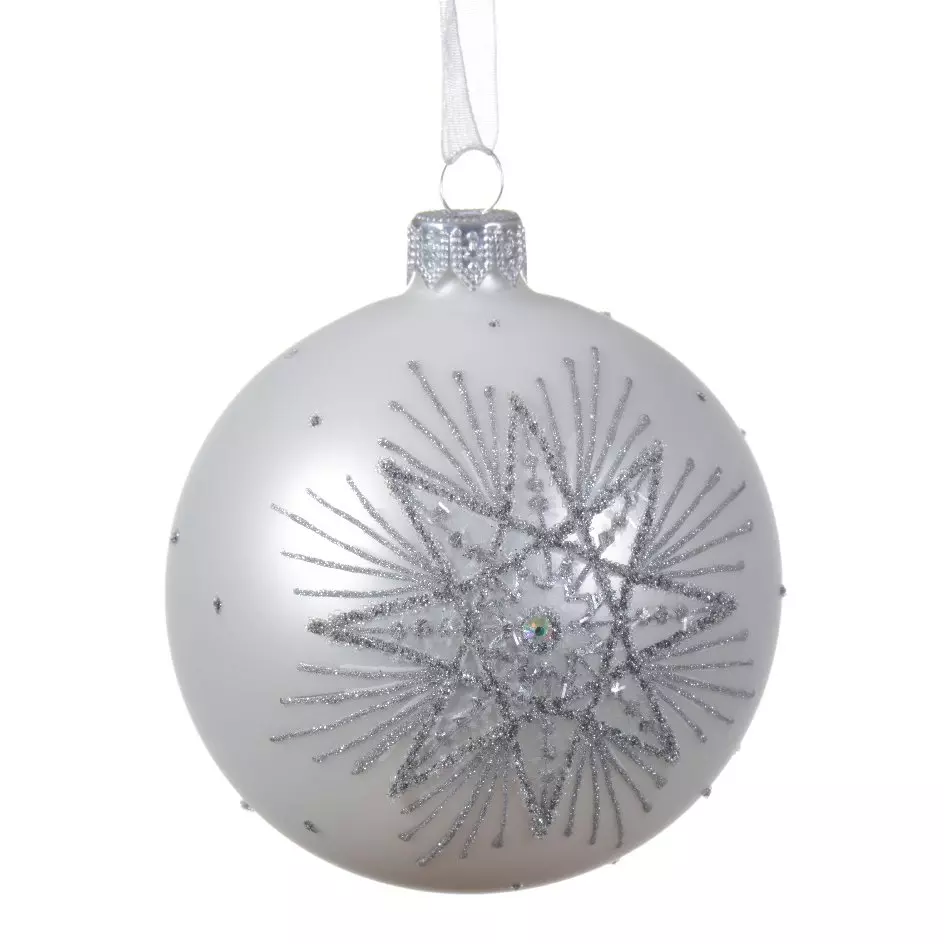 Lot de 6 boules de Noël (D80 mm) en verre Polaris Blanc