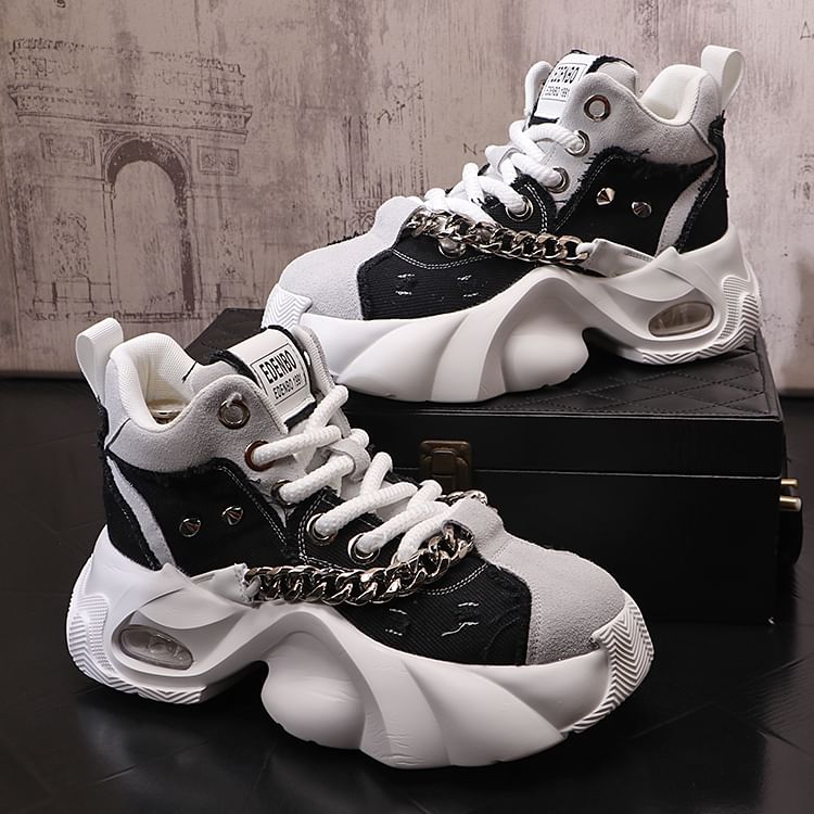 Mr Ozera - Label Applique Platform High-Top Sneakers