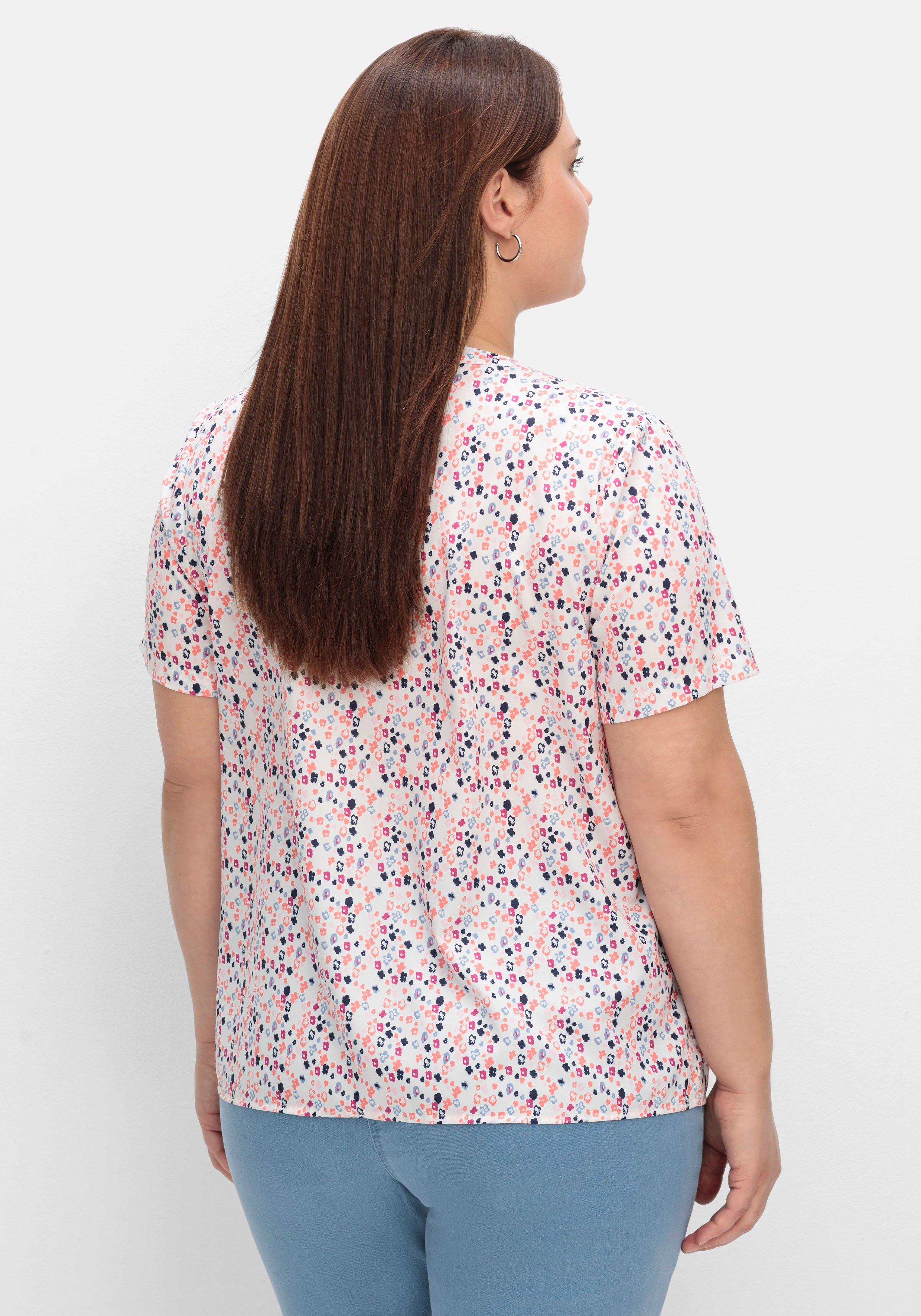 Tunika mit Minimalprint und kurzen Ärmeln