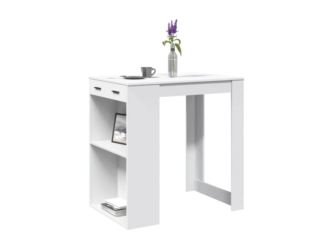Table de bar blanc 102x70x103,5 cm bois d'ingénierie