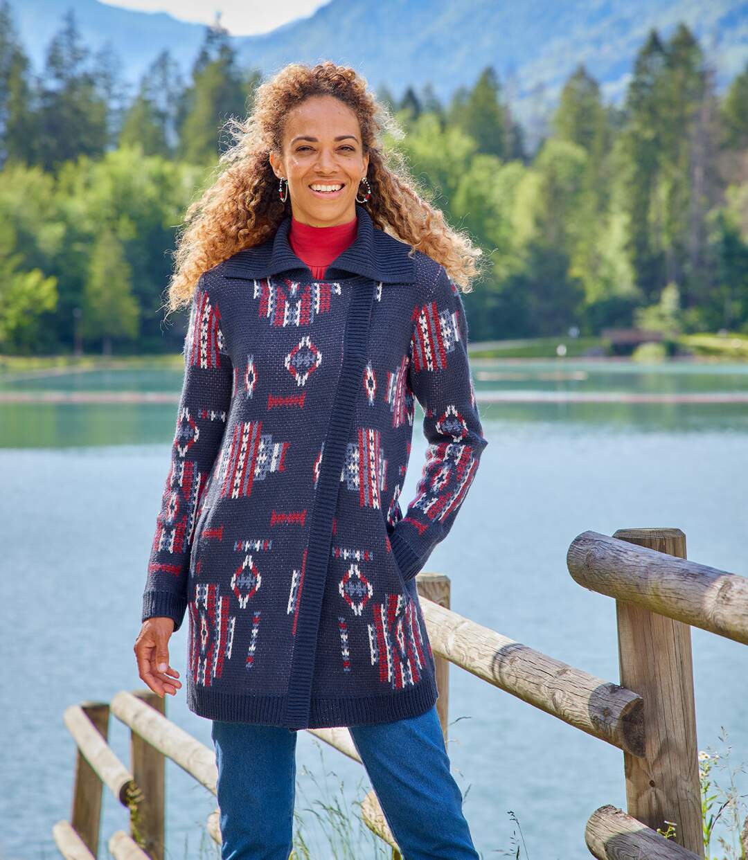 Manteau Tricot Motifs Aztèques