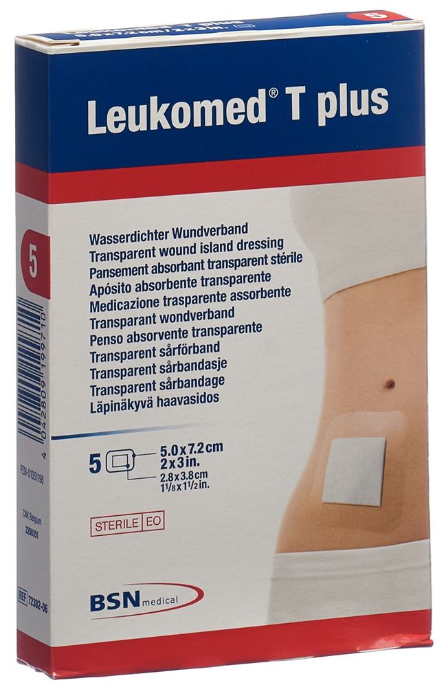 LEUKOMED T plus transparenter Wundverband 7.2x5cm mit Wundauflage 5 Stk