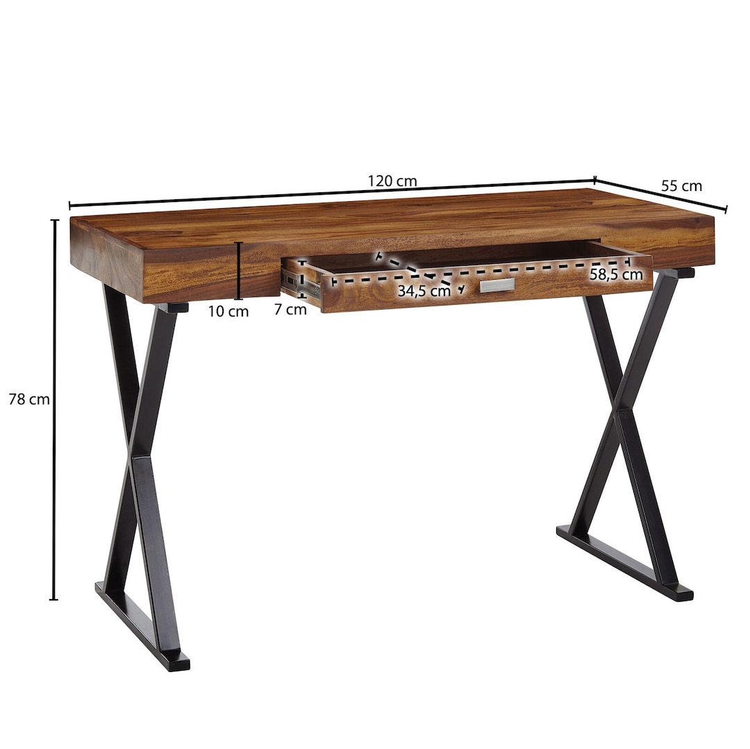 Schreibtisch mit Schublade 120 x 78 cm Braun Schwarz