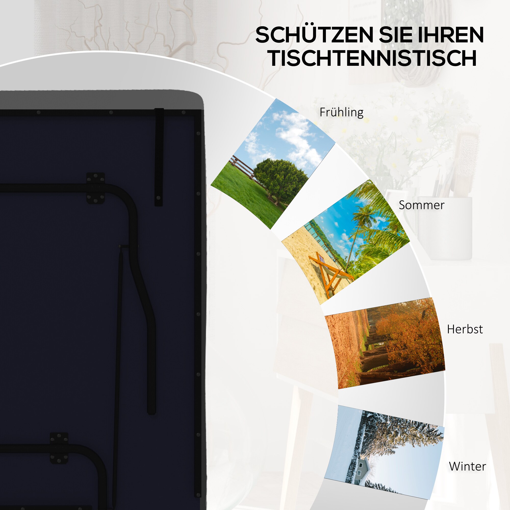 SPORTNOW Tischtennisplatte Abdeckung mit Reißverschluss schwarz 275L x 153B x 5H cm