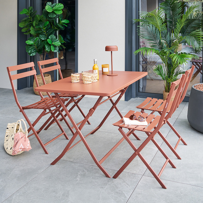 Ensemble table de jardin pliante rectangle + 2 chaises GREENSBORO Acajou