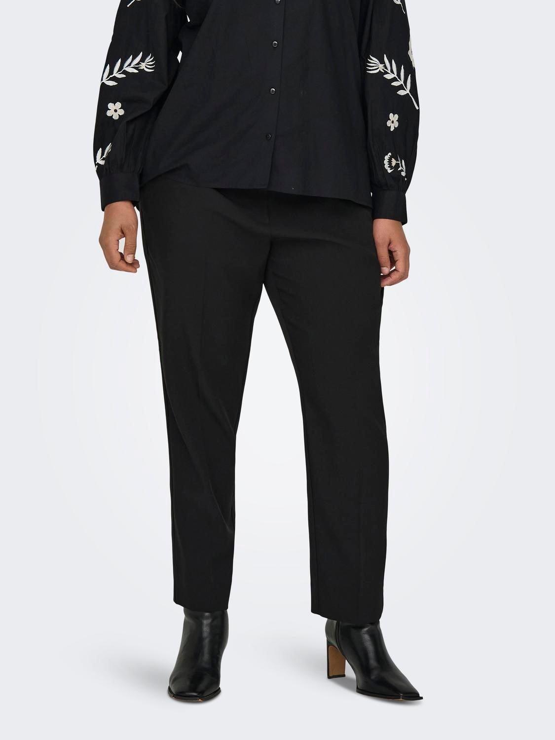 CARVERONICA-ELLY Hohe Taille Slim Fit Hose Black