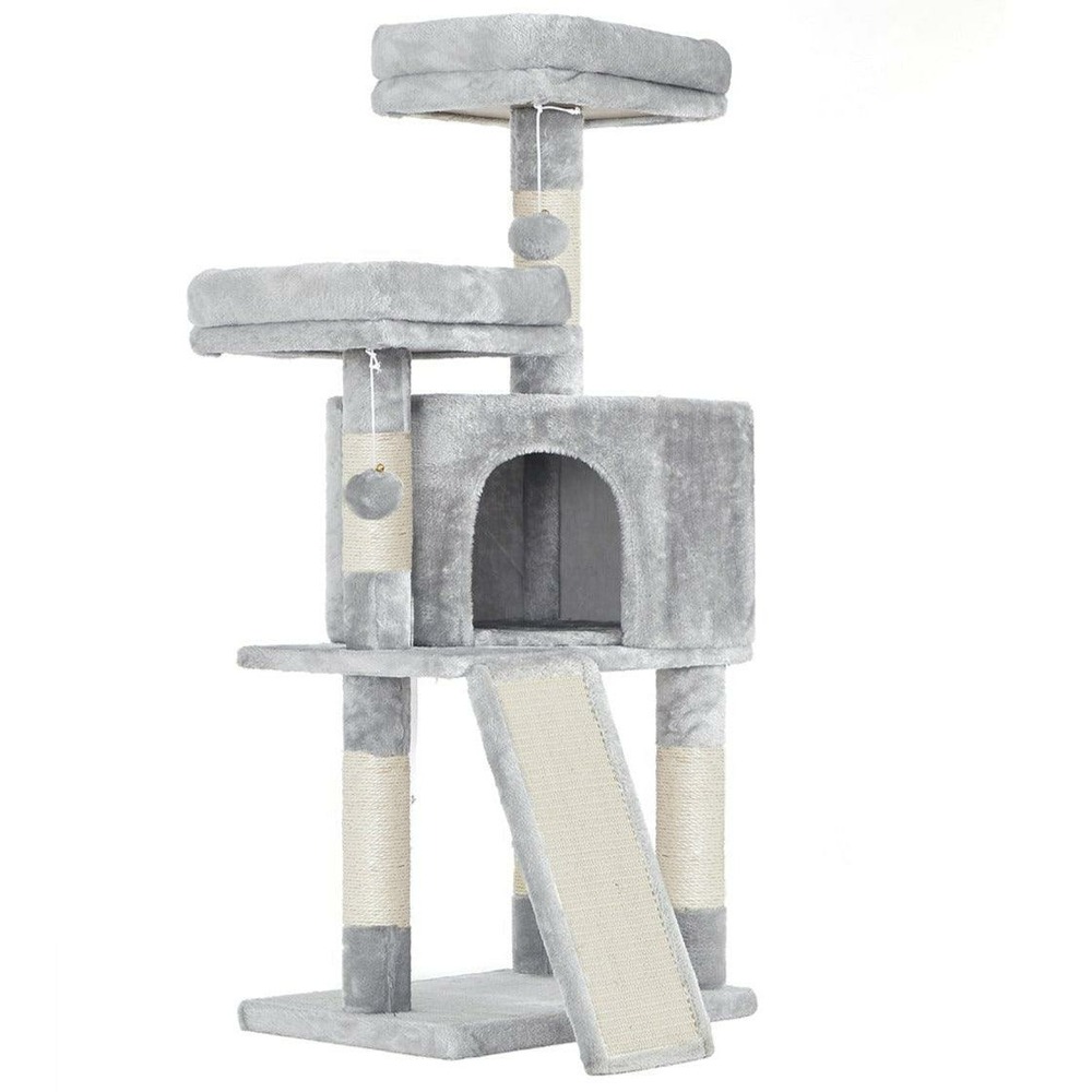 Arbre à chat tour poteaux à gratter 115 cm gris clair