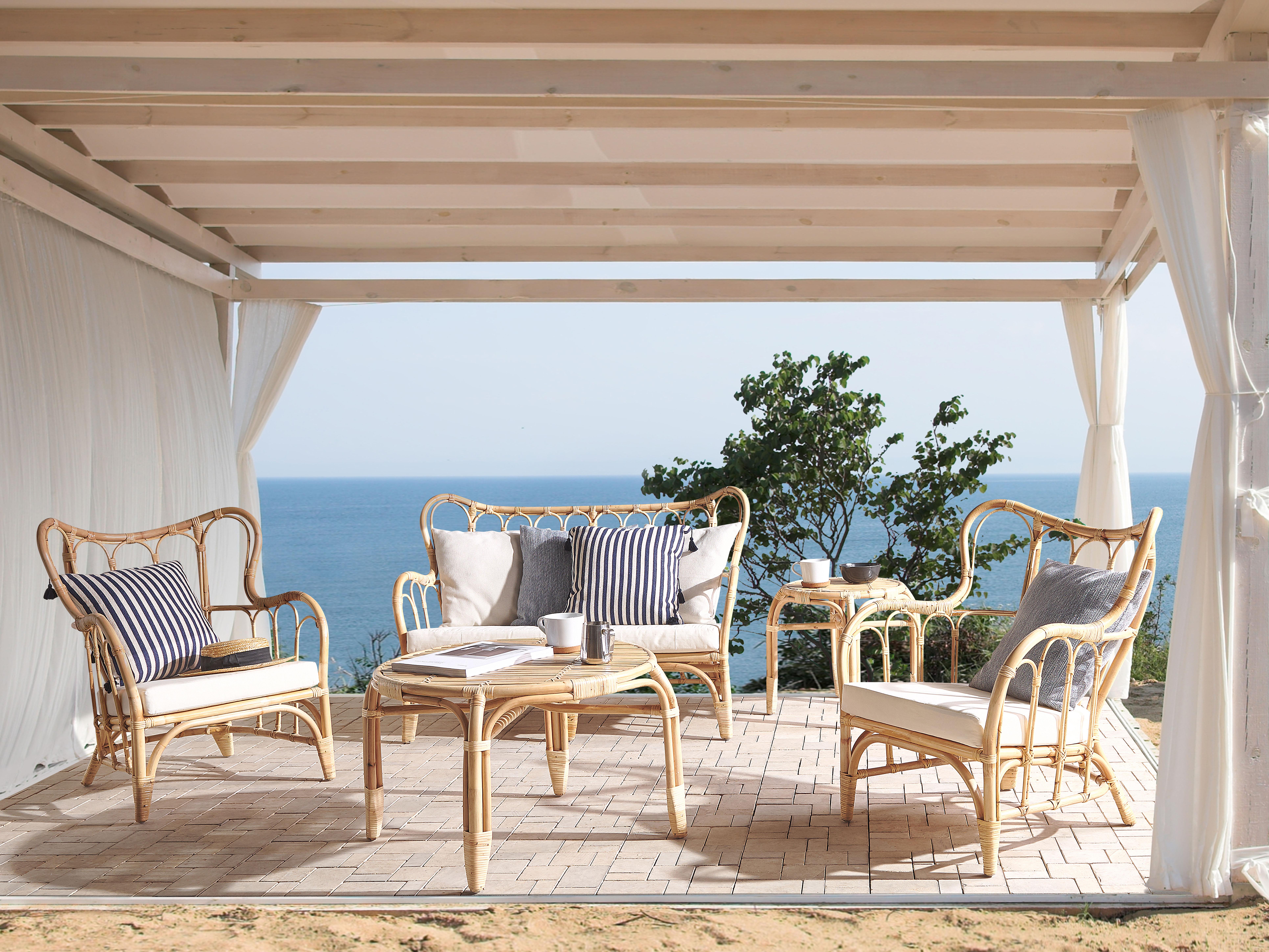 Loungeset met tafel 4-zits BRINDISI Rotan Natuurlijk