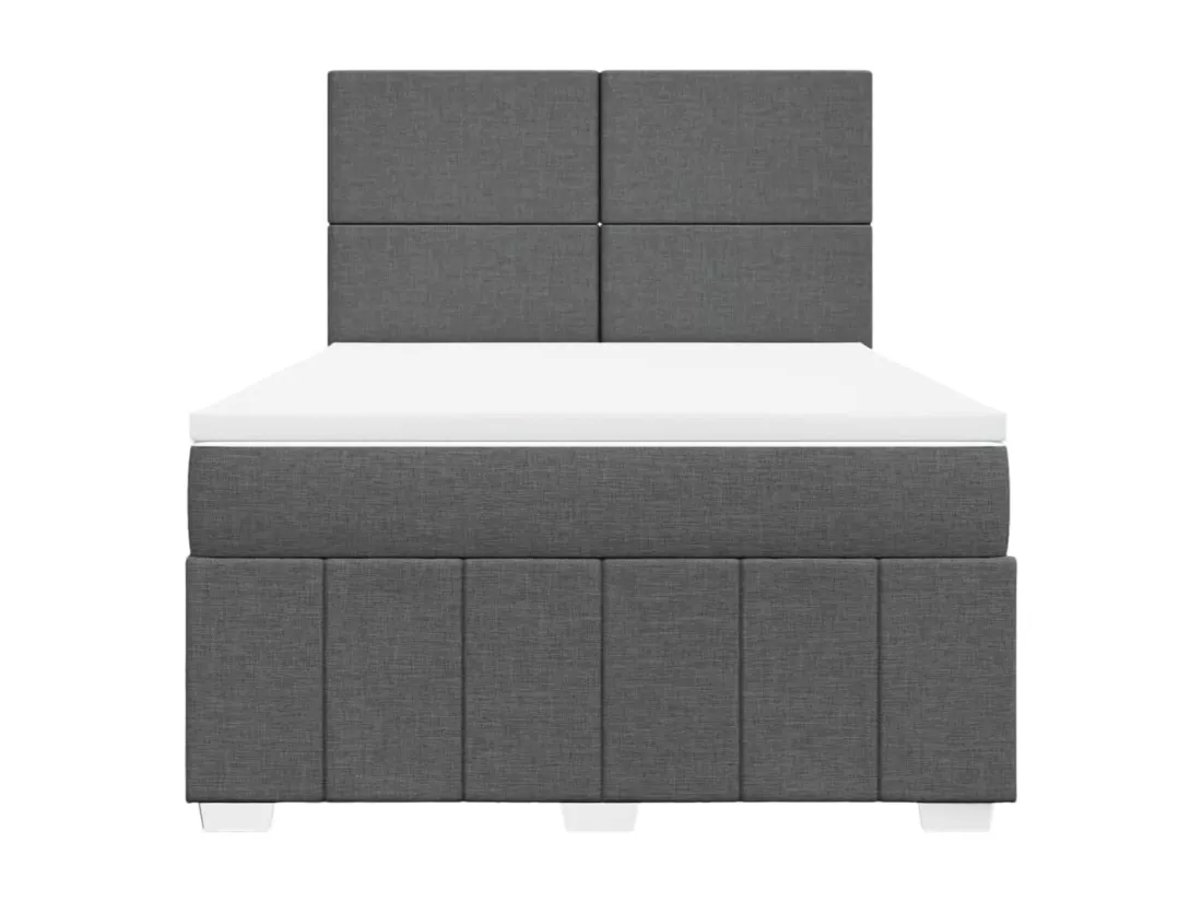 Sommier à lattes de lit avec matelas Gris foncé 140x190cm Tissu