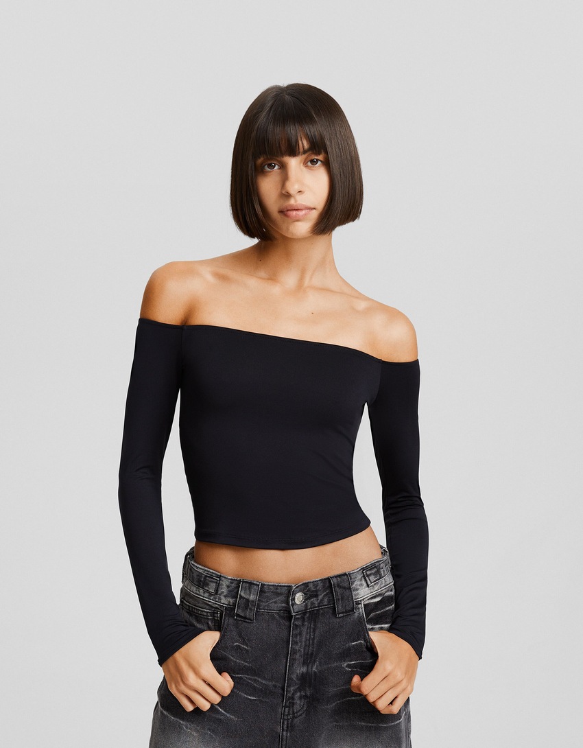 Camiseta Bardot de manga comprida