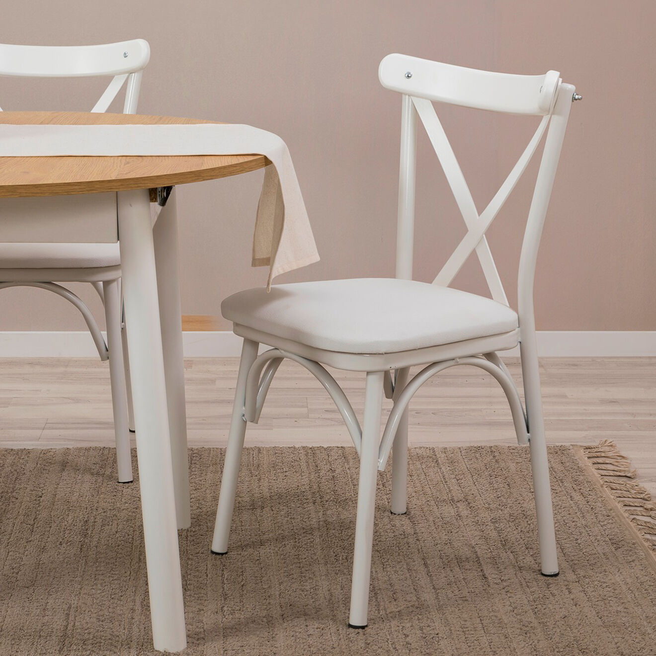 Homitis Table extensible + 4 Chaises Oliver chêne/blanc