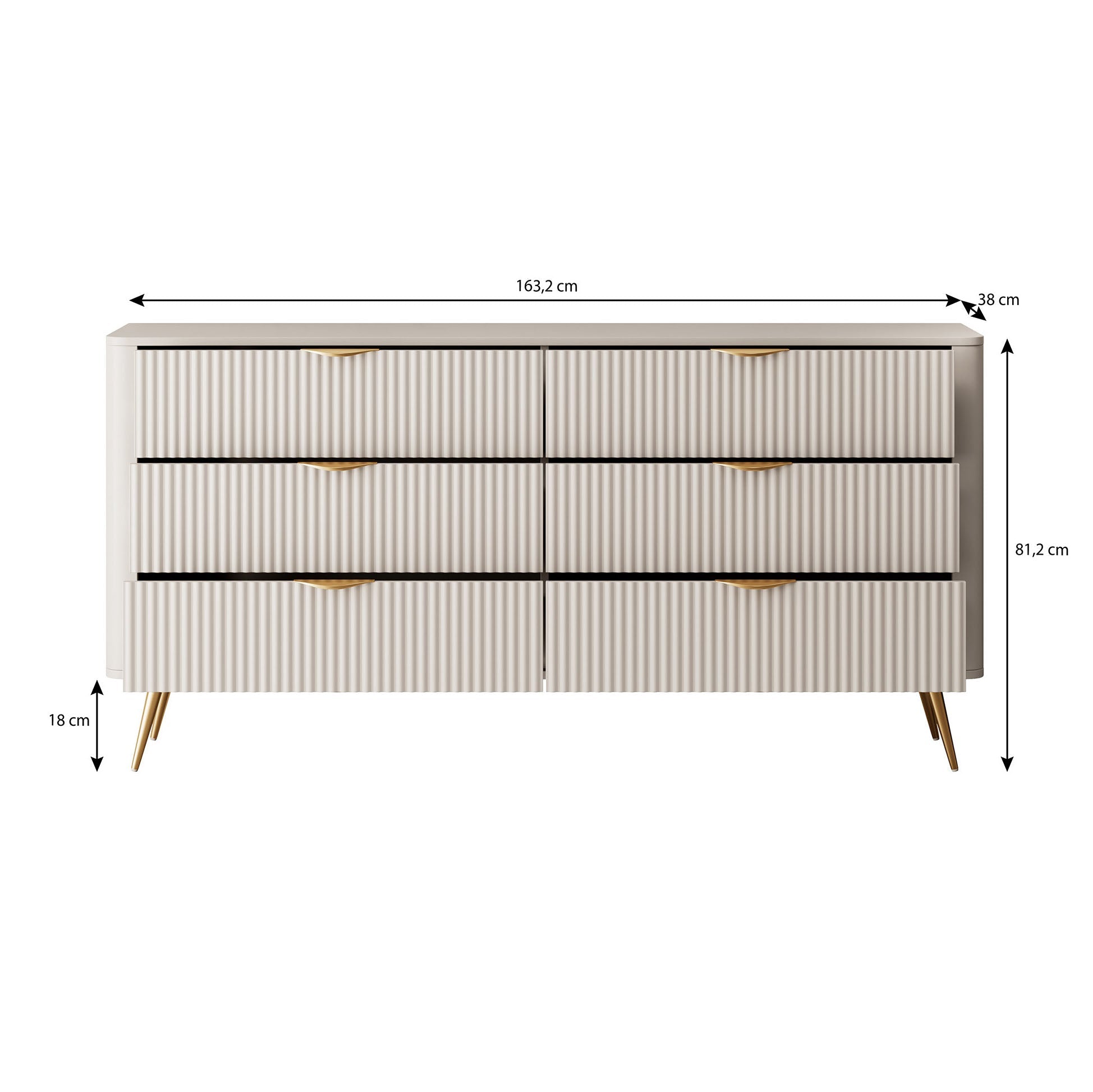 Meubella - Ladekast Lima - Beige - 163 cm