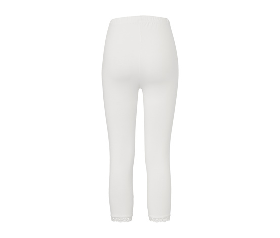 3/4-Leggings mit Spitzenborte, weiß