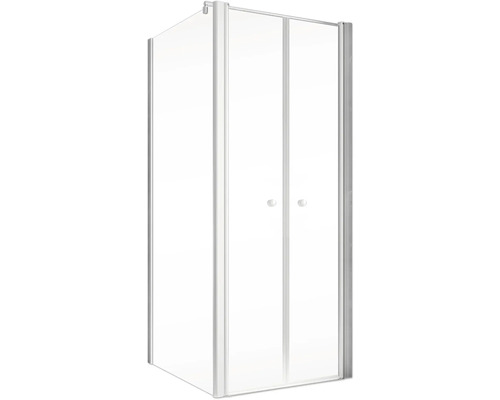 Douchedeur met zijpaneel en draaideur SCHULTE Garant 2.0 ExpressPlus 80 x 80 cm, aluminium profiel, helder glas met vuilafstotende coating, deur rechtsdraaiend, zijpaneel linksdraaiend