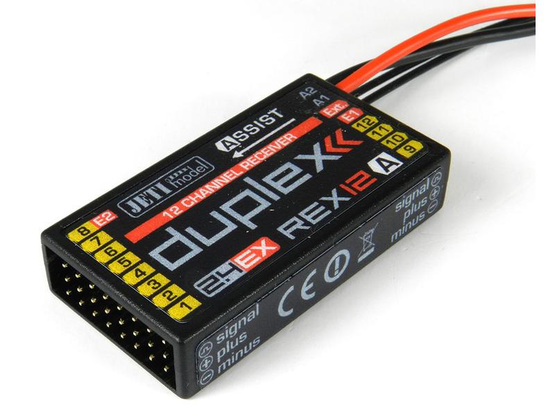 Jeti Empfänger Duplex REX 12 EPC Assist 2.4 GHz EX Telemetrie-fähiger 12 Kanal Empfänger kompatibel mit Duplex 2.4 GHz EX und EX-Bus Protokoll