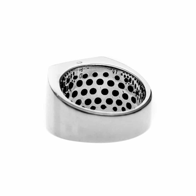 Chevalière Homme Argent Pavée Pierre Noire
