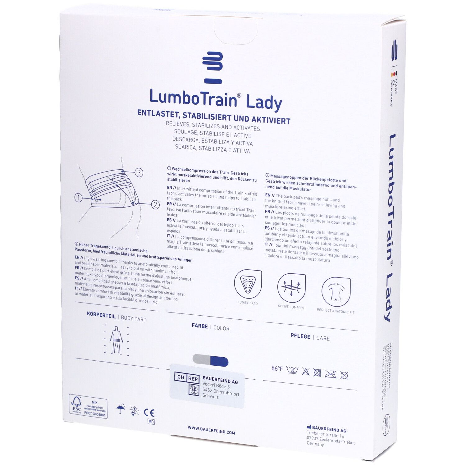 LUMBOTRAIN Lady Aktivbandage Größe 4 Titanium