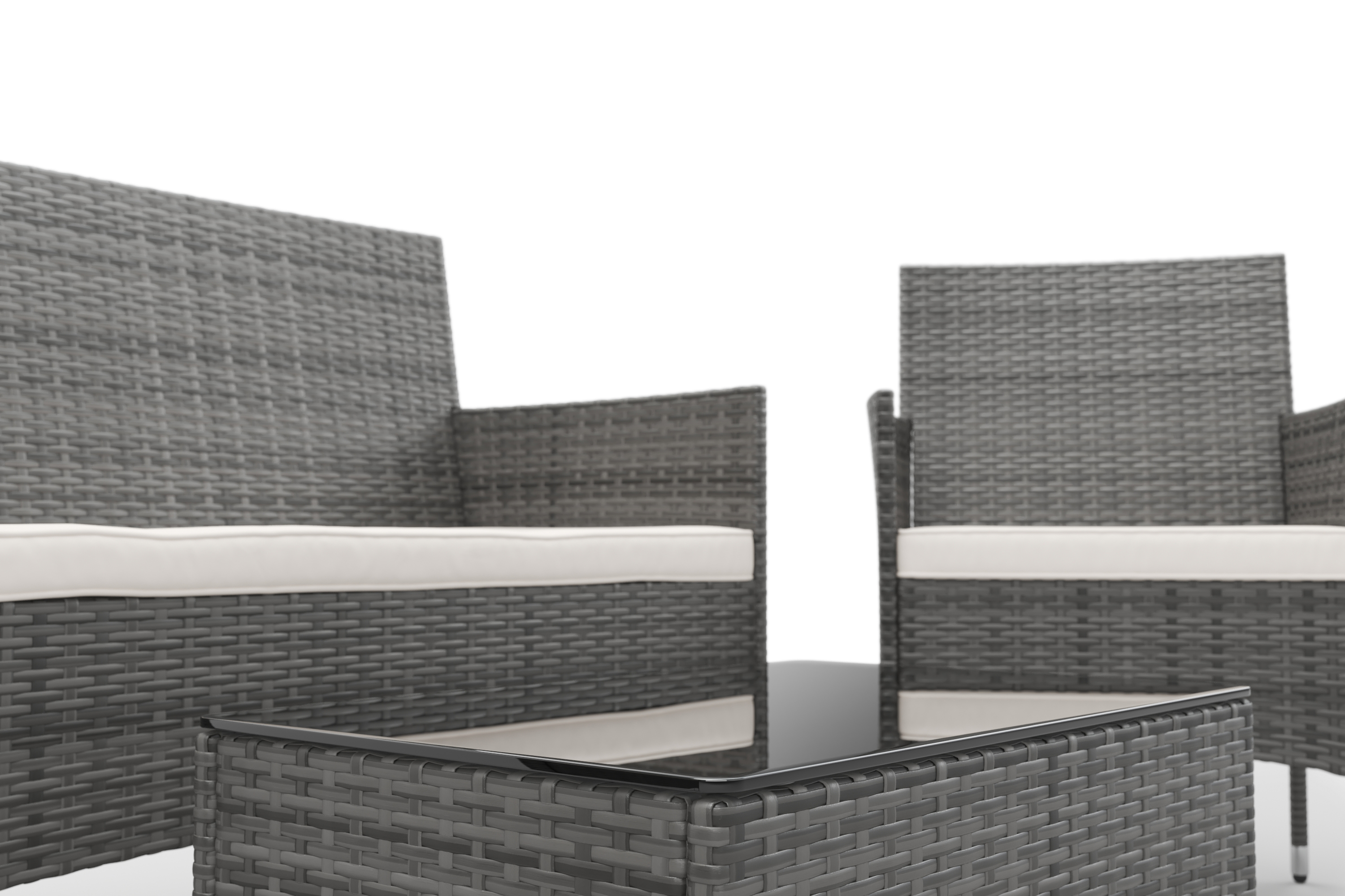 Gartenset Rattan MALIA grau/weiss