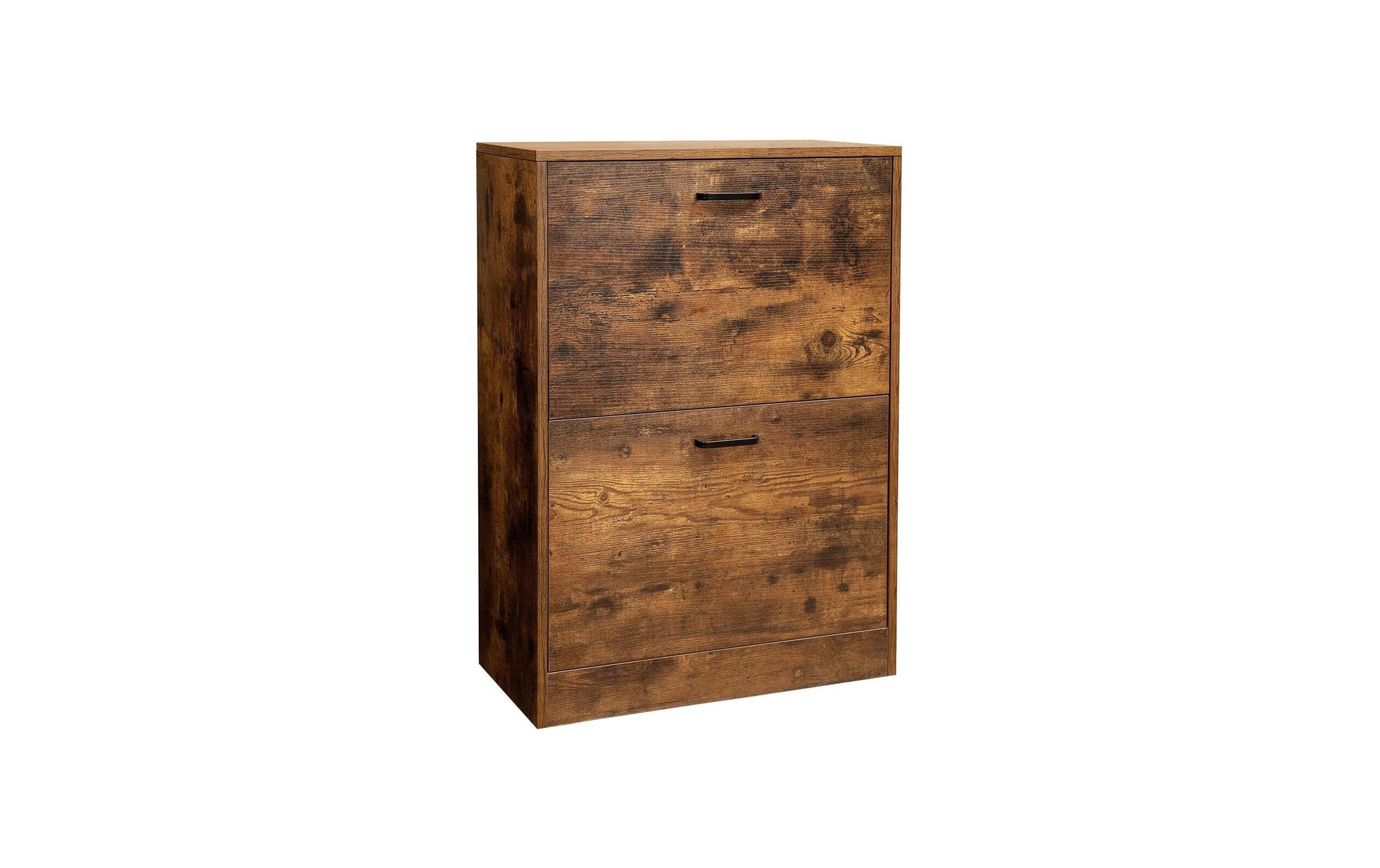 Schuhschrank mit 2 Klappen 60 x 83.5 cm, BraunSchuhregal mit verstellbaren Trennwänden