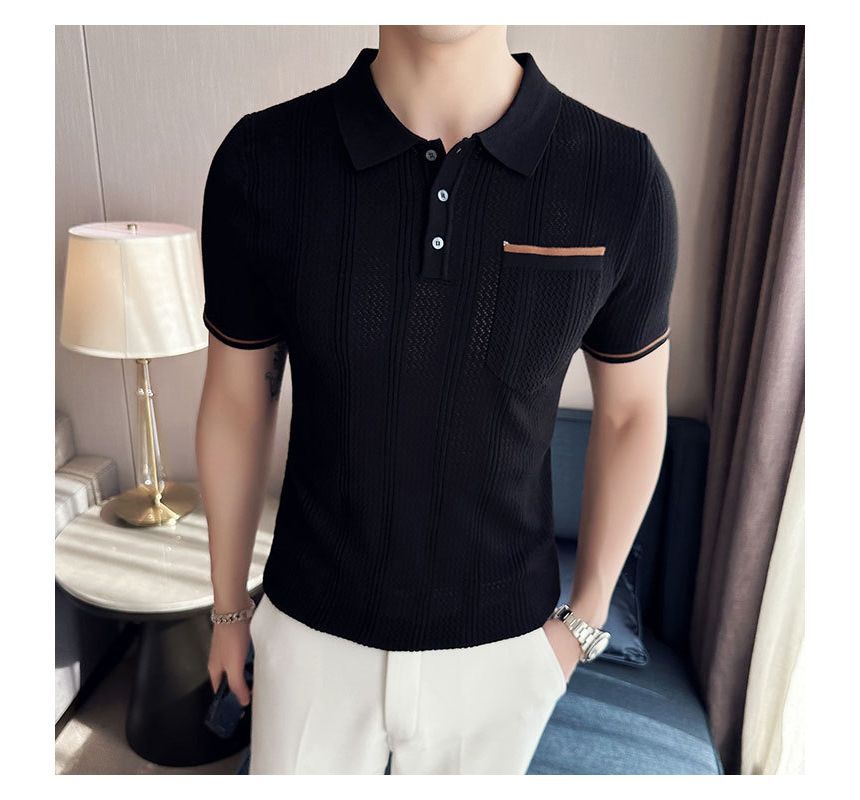 Deepwood - Polotop met korte mouwen en contrasterende bies