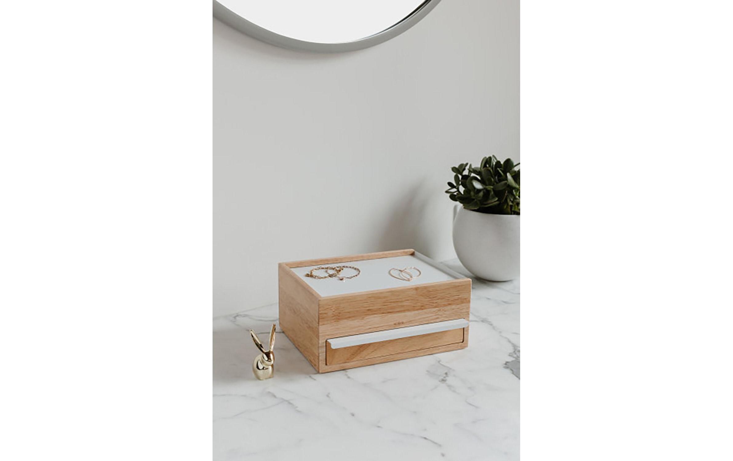 Schmuckschatulle Stowit Weiss/HolzModerne Schmuck-Box mit Geheimfächern