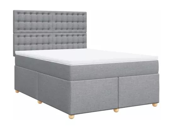 Sommier à lattes de lit avec matelas Gris clair 160x200cm Tissu