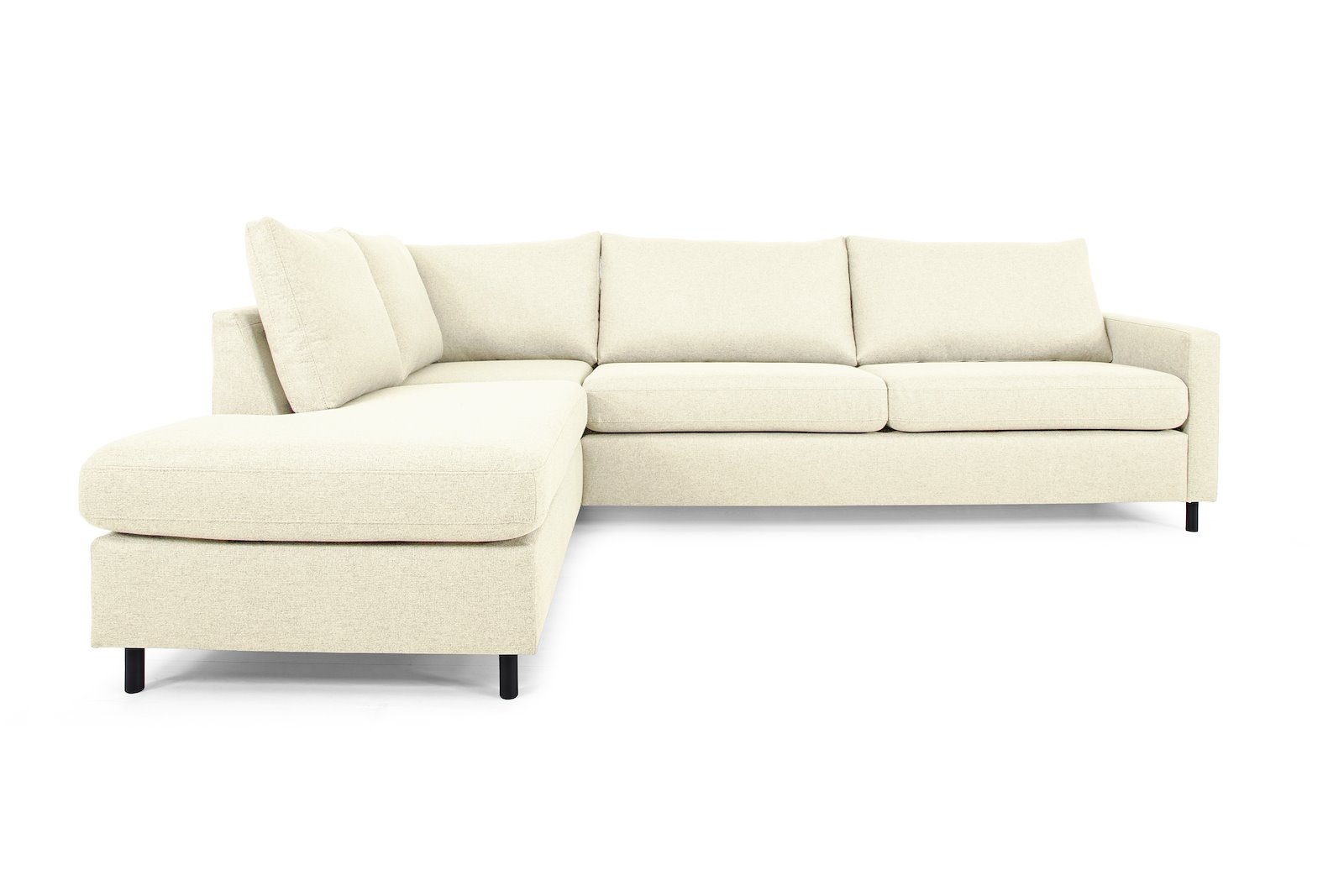 Tempo hjørnesofa Oppsett 11L 3-seter med åpen ende venstre. Tekstil Herbi 50 Beige med sorte ben