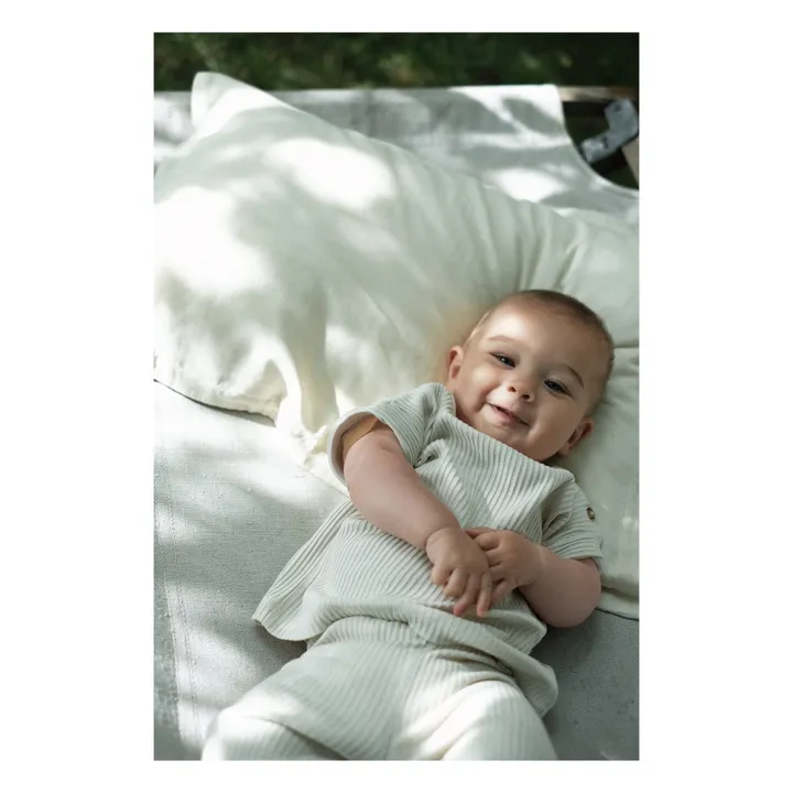 Poudre Organic T-Shirt Coton Bio Côtelé Bourrache  | Blanc cassé