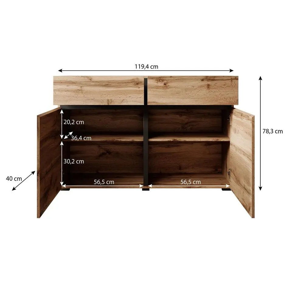 Meubella - Dressoir Cainan - Eiken - 119 cm